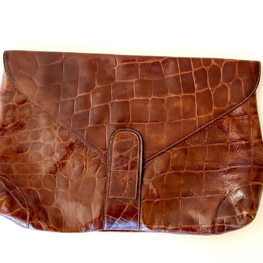 Large Vintage Leather Envelope Clutch - Handbag